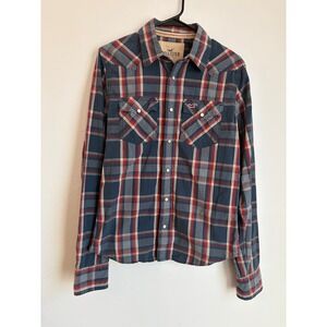 Vintage Hollister Plaid Pearl Snap Shirt Western Y2K Retro Cowboy Country PBR